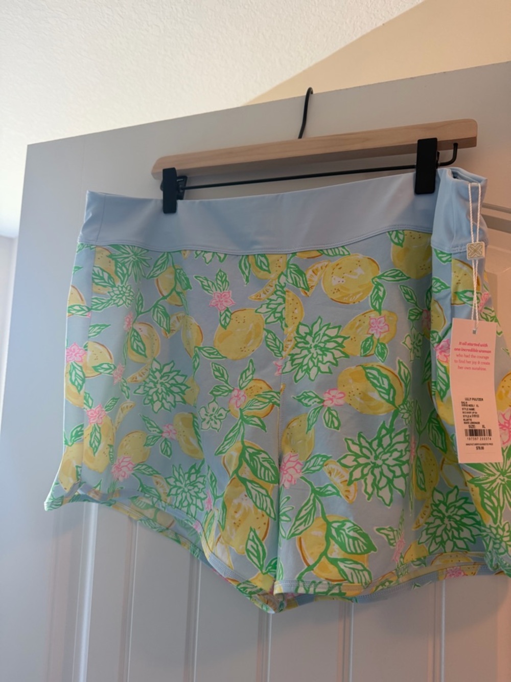Lilly Pulitzer Sky Blue Lemon-Print Athletic Shorts - Picture 2 of 6